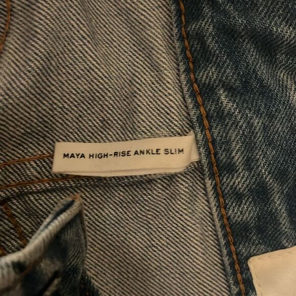 RAG & BONE Maya HW Two-Tone frayed Denim Blue Jeans - Picture 9 of 12